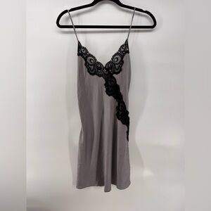 Vintage Andres Silk Intimates Slip Dress Gray Small